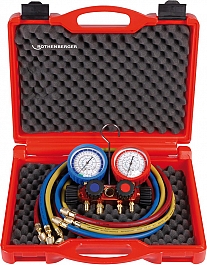 Четырехпозиционный аналоговый манометрический коллектор и напорные шланги для хладагентов R22, R134A, R407C, R404A Rothenberger Standard I 1/4 SAE Четырехпозиционный аналоговый манометрический коллектор и напорные шланги для хладагентов R22, R134A, R407C, R404A Rothenberger Standard I 1/4 SAE