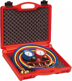 Двухпозиционный аналоговый манометрический коллектор и напорные шланги для хладагентов R22, R134A, R407C, R404A Rothenberger Standard 1/4 SAE Двухпозиционный аналоговый манометрический коллектор и напорные шланги для хладагентов R22, R134A, R407C, R404A Rothenberger Standard 1/4 SAE